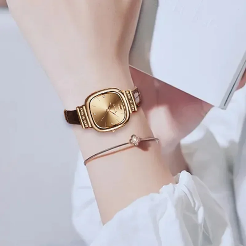 Little Cube Sugar Watch for Women Luxury Female Fashion Waterproof Lady Coffee Gold Quartz Watch Girl Gift Casual Sports Clock