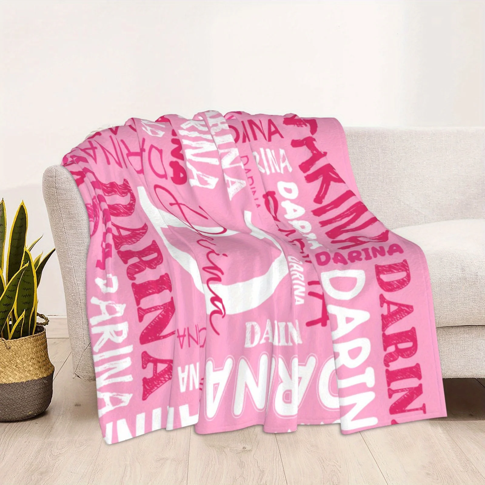 Personalized Custom Flannel Blanket Customized Name Super Soft Cozy Throw Blanket for Bed Sofa Camping Perfect Gifts For Her