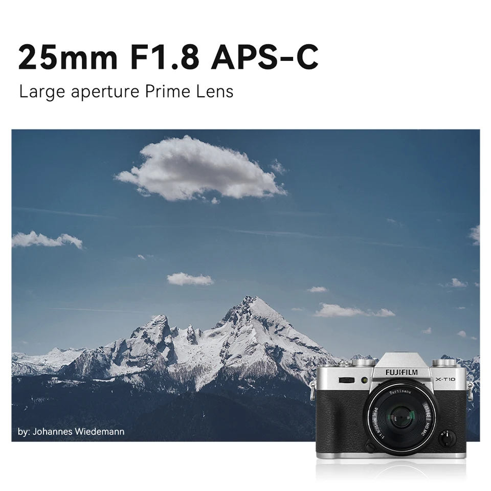 7artisans APS-C 25mm F1.8 Large Aperture Prime Lens for Portrait Still-life Photography for Sony A6000 Fuji X-T1 Canon M5