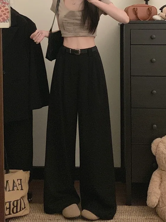 

Женские широкие брюки из хлопка с высокой талией, свободные, в пол, повседневные, прямого кроя, весенняя новинка