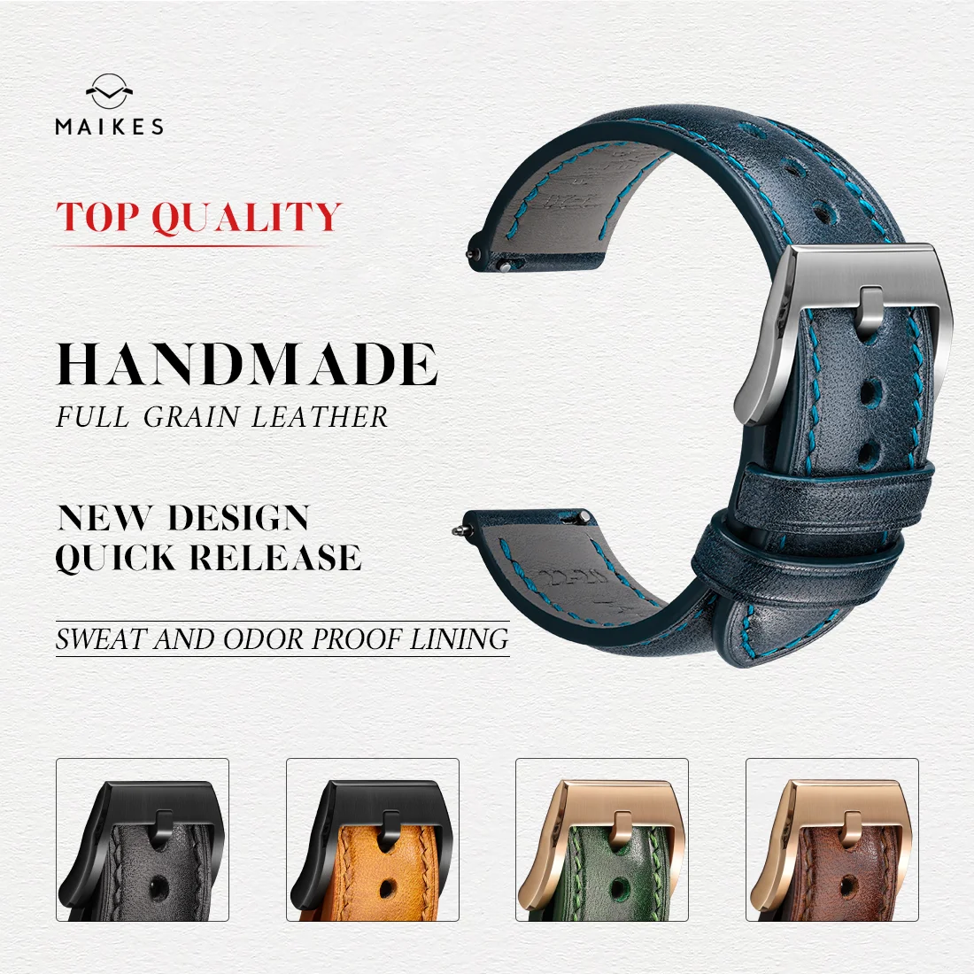 

MAIKES ремешок для часов ручной работы из натуральной кожи 19 мм 20 мм 21 мм 22 мм 24 мм аксессуары для часов быстросъемный ремешок для часов