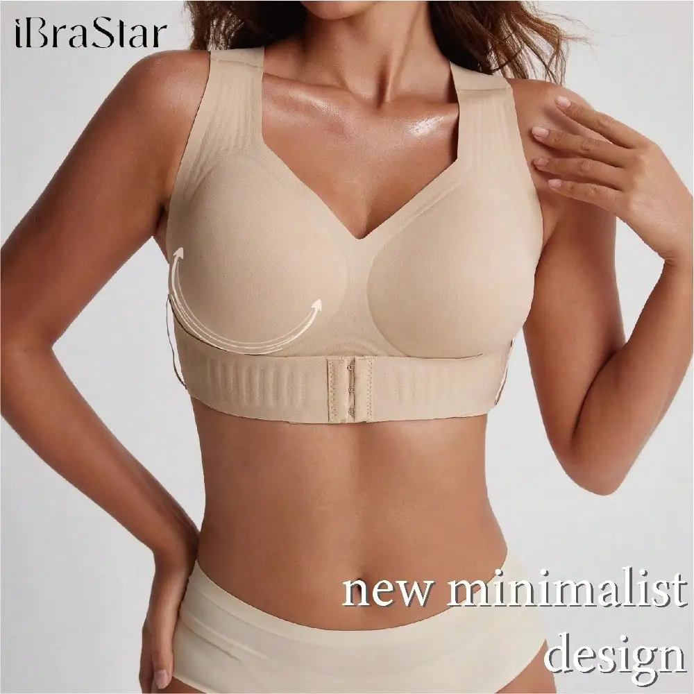 Posture Bra, Women's Beige Wireless Bra,Soft Breathable Non-Removable Molded Cups,Yoga Fitness Sportswear For Gym And Daily Training, Summer Vibes Bra image 6