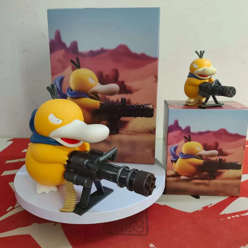 Serie Pokemon Psyduck Gatling Gun Figura Cross Dressing Collezione di giocattoli Ornamenti creativi Regali di compleanno periferici anime