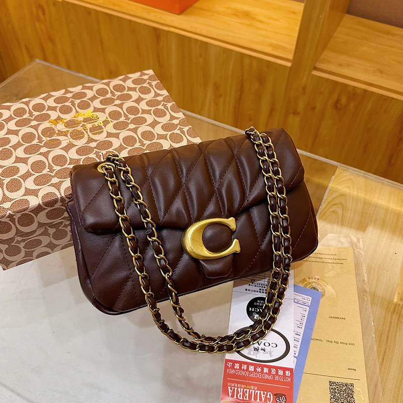 2025 High Quality Women's Small Bag Chain Messenger Bag New Diamond Line C Embroidery Bag Shoulder Bag