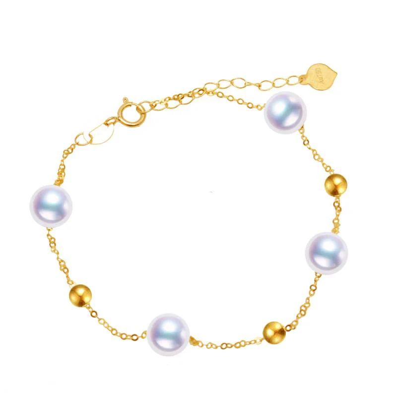 

Настоящий белый натуральный пресноводный золотой браслет с жемчугом, женский браслет из 18-каратного жемчуга, золотой браслет, ювелирные изделия, подарок на годовщину для маленькой девочки, жены