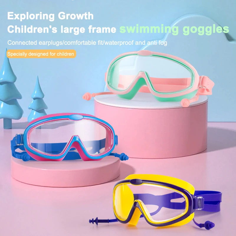 

Children's Goggles Boys' Waterproof And Anti-fog HD Swimming Glasses Girls' Big Box Swimming Goggles Set Kids