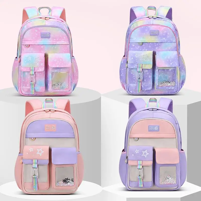 

Waterproof Spine Protection Elementary School Student Bapa Cute Girl Dual oulder Children's Bapa Non Slip Straps