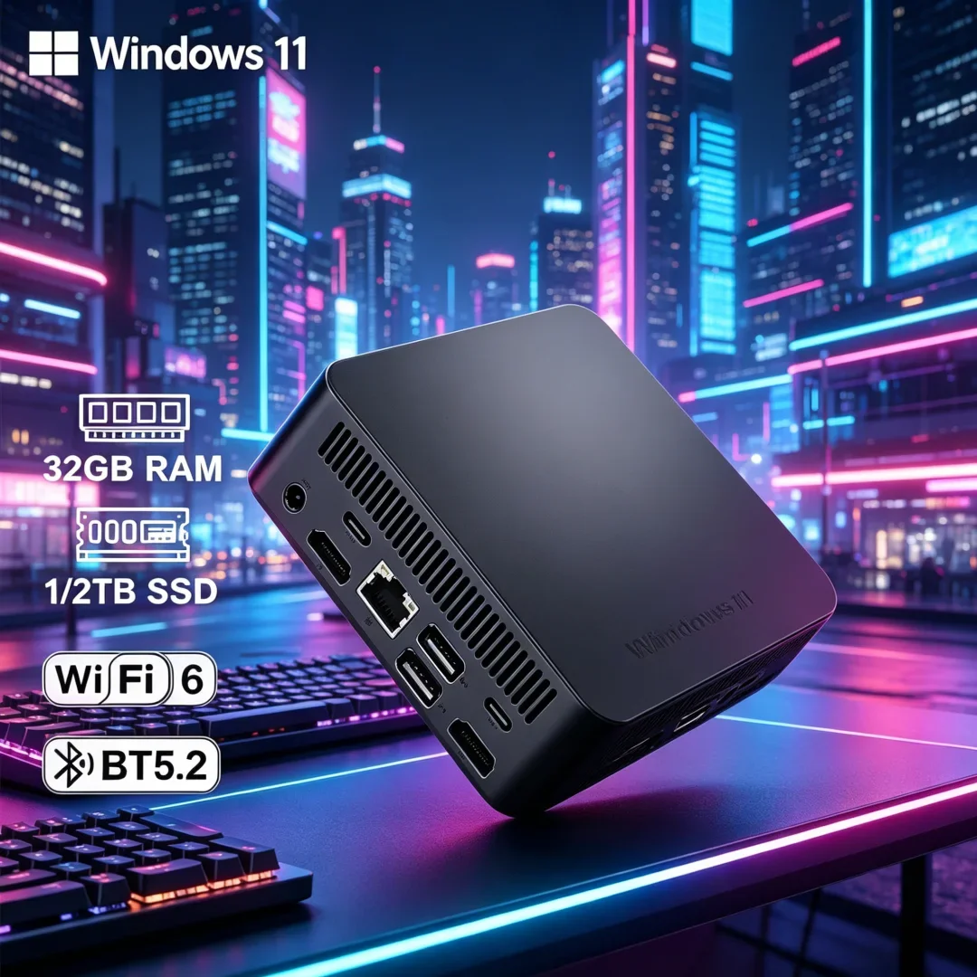 MINI PC portátil polido Windows 11 Pro Core I3 6100 32GB RAM 1TB 2TB SSD WIFI 6 BT5.2 4K HD Trendy Daily Gaming Office Study
