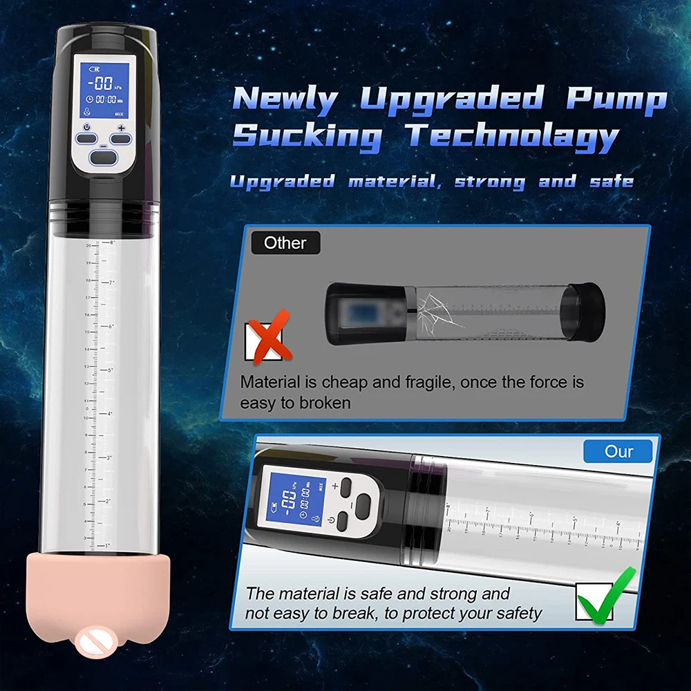 Enlargement Vacuum Pump LCD Electric Penis Pumps Male Masturbator Penile Extender with Colorful Sleeve Adult Sex Toys for Men