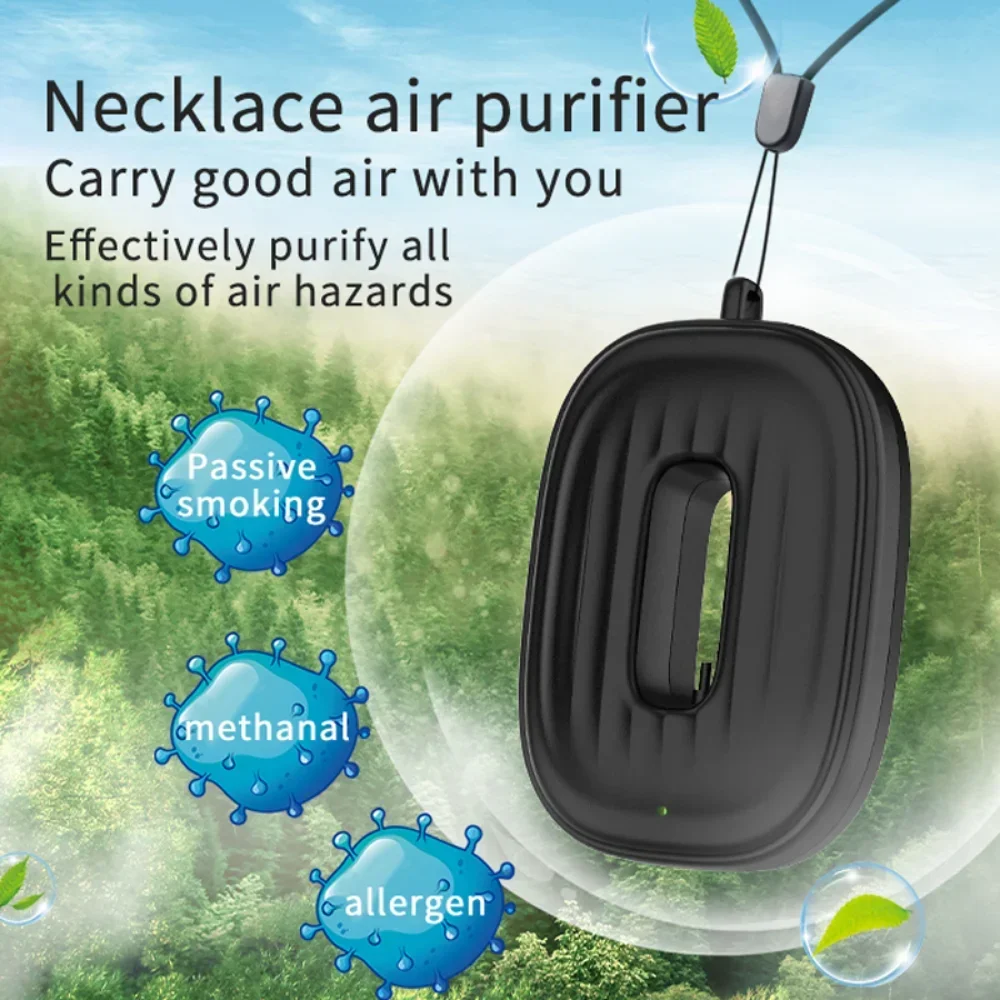 Personal Wearable Air Purifier Necklace Air Ionizer Hanging Neck Portable Air Cleaner Formaldehyde Removal Home Car Accessories