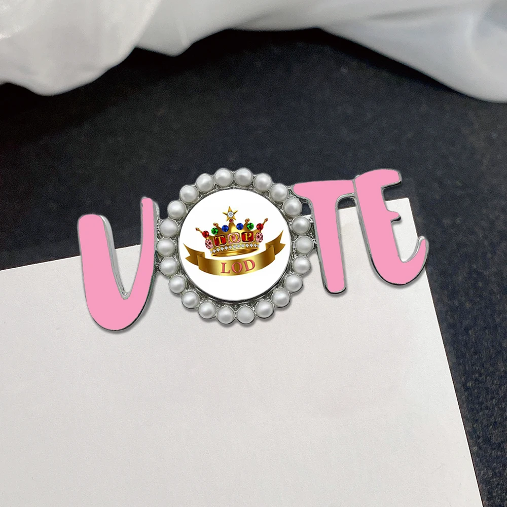 Social Women Group Voting Letters TOP LADIES OF DISTINCTION TLOD Vote Pin Brooch Jewelry