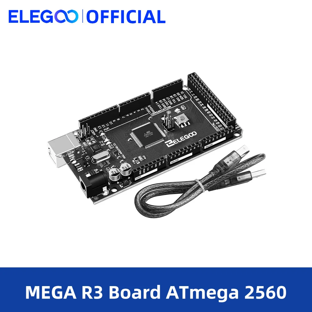 

Плата ELEGOO MEGA R3 ATmega 2560 + USB-кабель, совместимый с Arduino IDE проекты RoHS, черно-синий