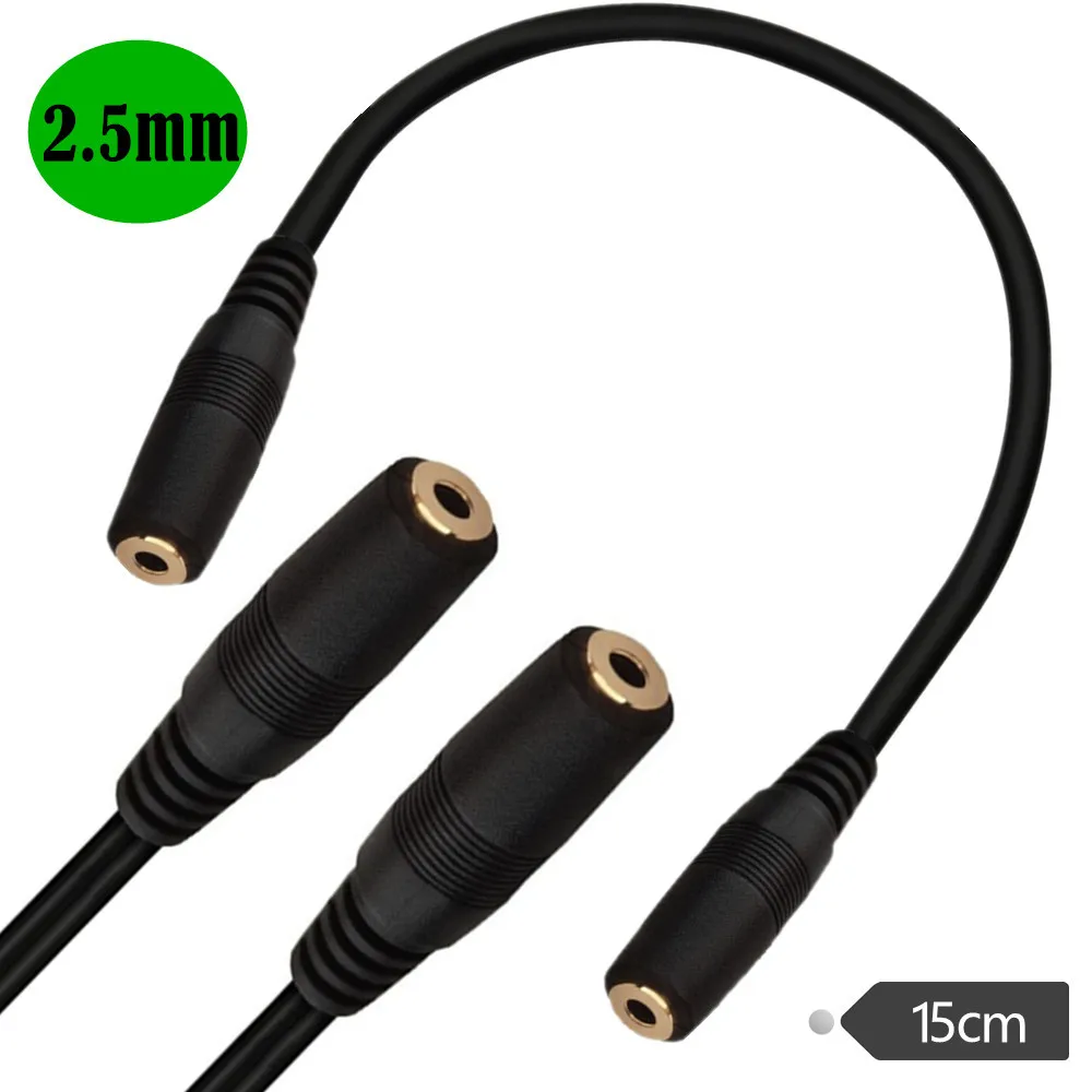 2.5mm 4Pole Female  to 2.5mm 4PoleFemale AUX Audio TRRS Adapter Converter Cable 0.15m