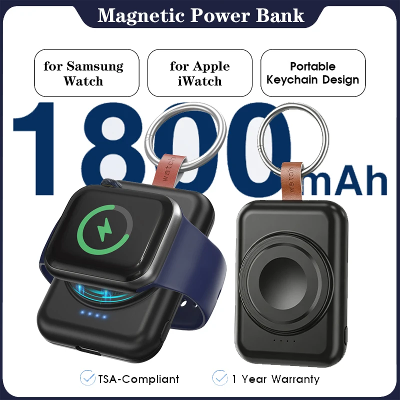 Magnetic Wireless Portable Watch Charger for Samsung Galaxy Watch 8/7 Classic 5/4 Pro/3 for Apple IWatch MagSafe Power Bank