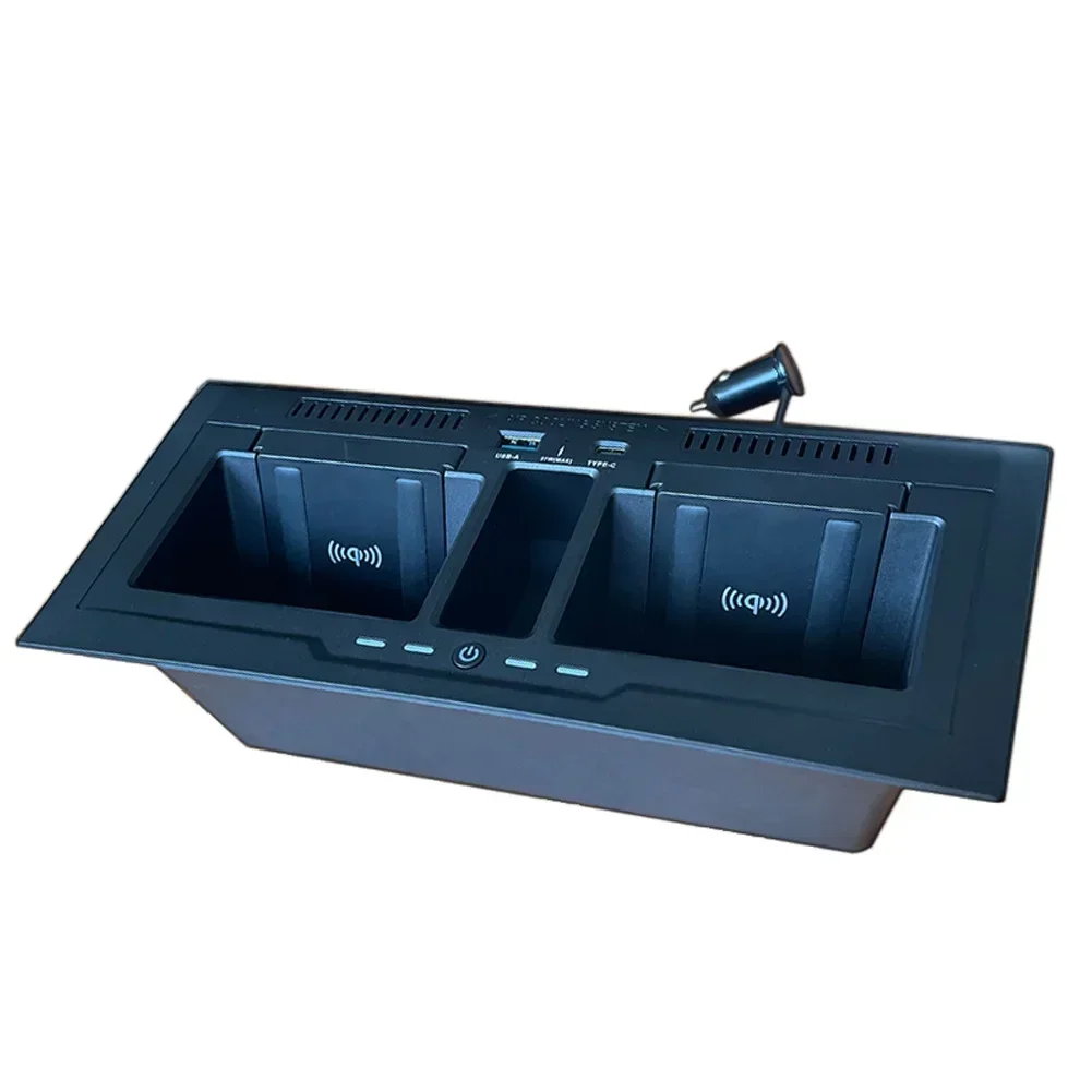 Car Wireless Charger Tray Pad For Land Rover For Defender 90 110 20-23 Dual position Car Wireless Charger Central Storage Box