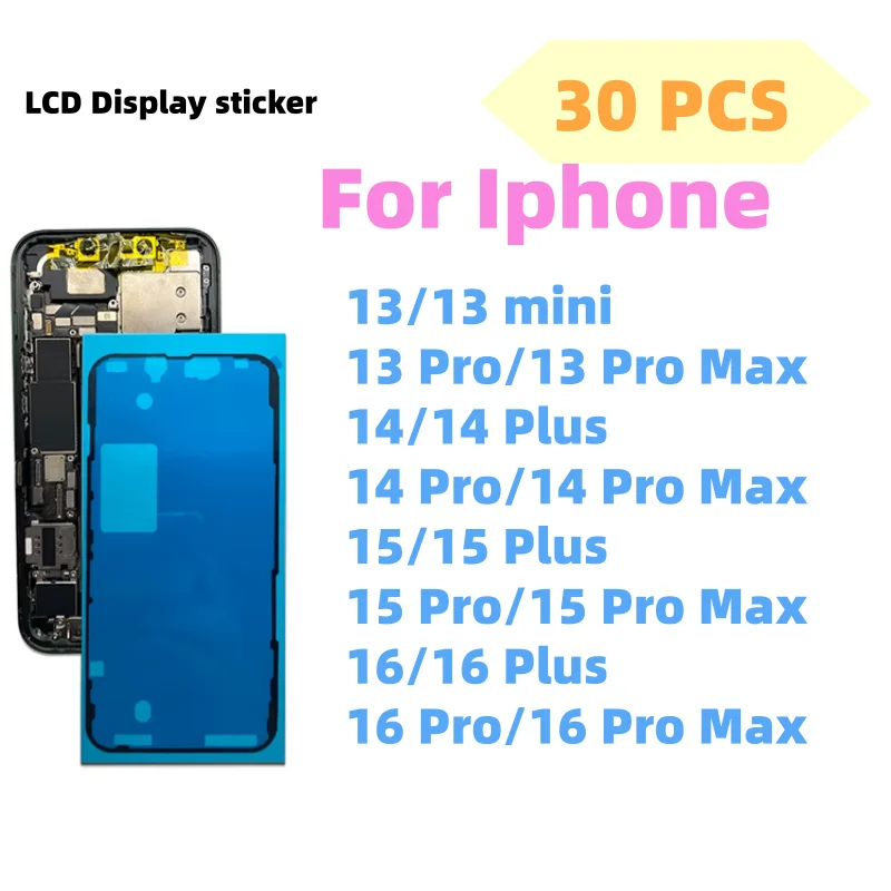30 PCS Back Cover Side Waterproof Seal Sticker For Iphone 16 15 14 Pro Max Plus 13 mini Adhesive LCD Screen Frame Seal