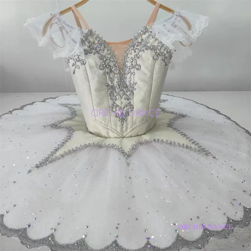 High Quality 12 Layers Custom Size Kids Girls Silver Fairy Performance Wear Costumes Adult Professional Ballet Tutu