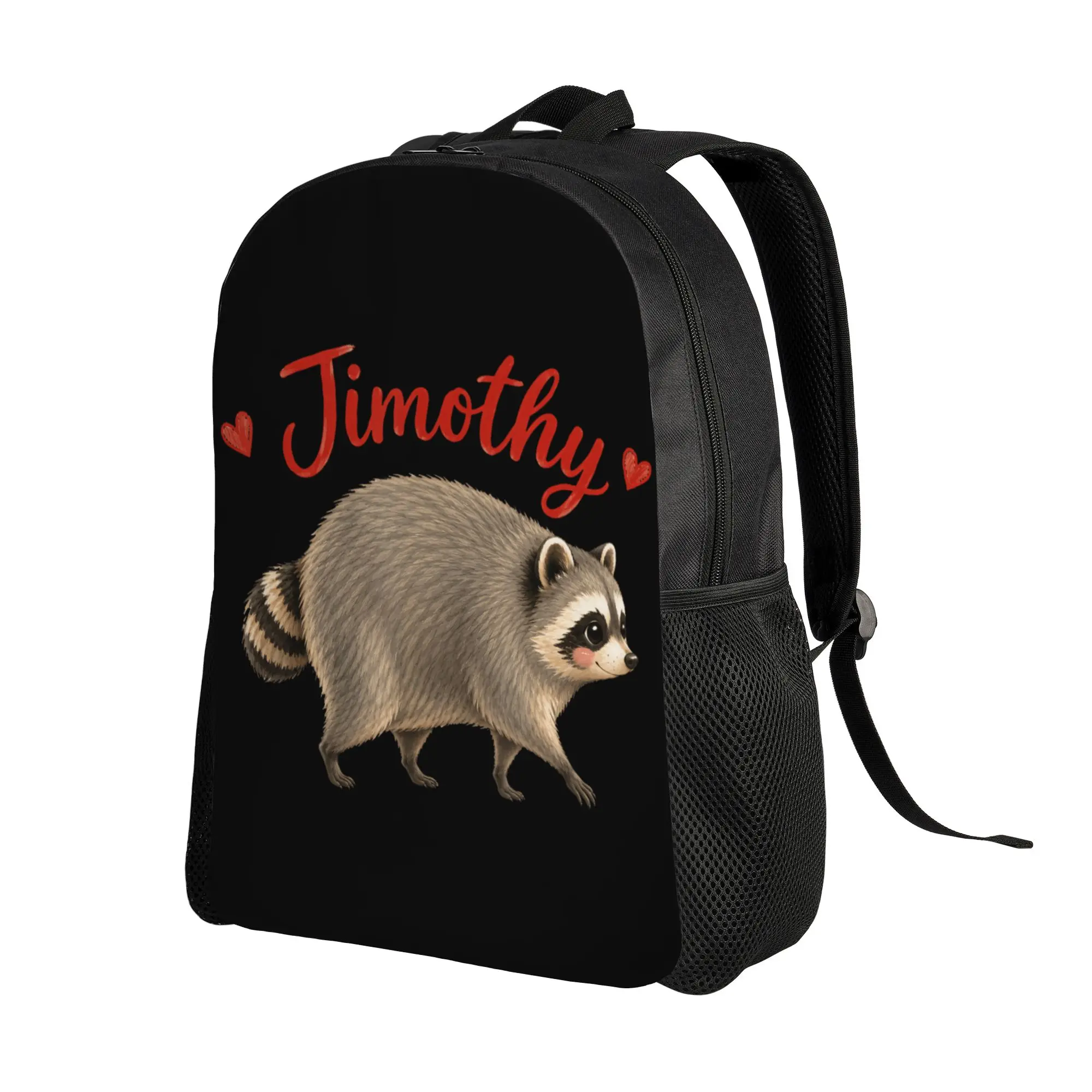 Cute Raccoon Meme Team Jimothy Backpack  Sport Backpacks Men Colorful Pattern High School Bags Casual Rucksack