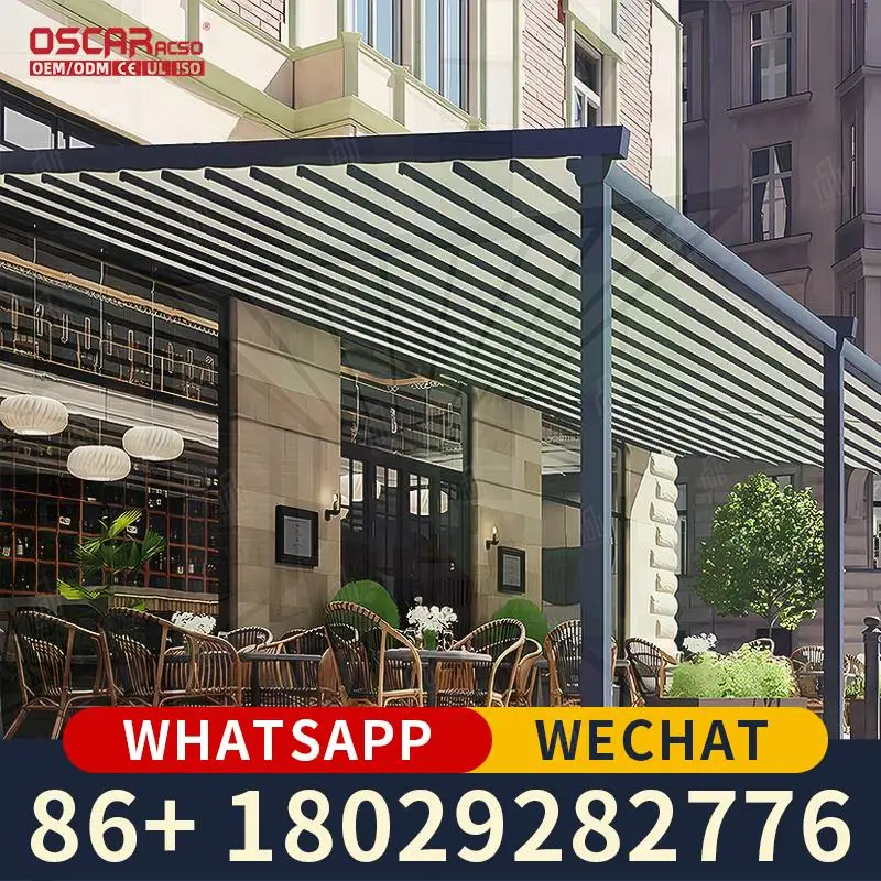 UV Resistant Waterproof Aluminum Frame Retractable Patio Awning for Garden Yard Poolside Outdoor Shade Shelter Retractable Canop