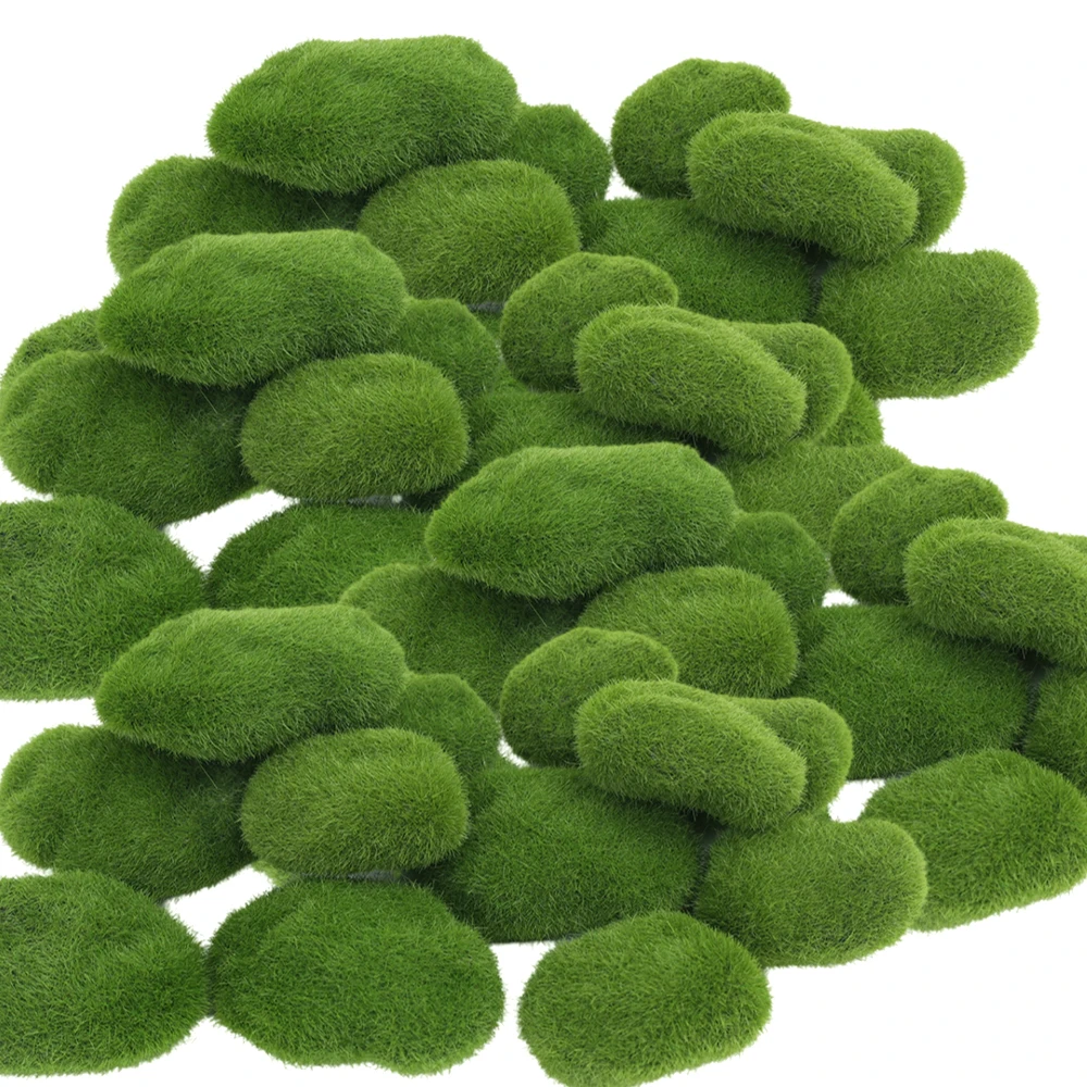 Artificial Green Moss Stones for Home Garden DIY Craft Fake Moss Rocks Micro Fake Green Plant Creative Simulation Flower Pot