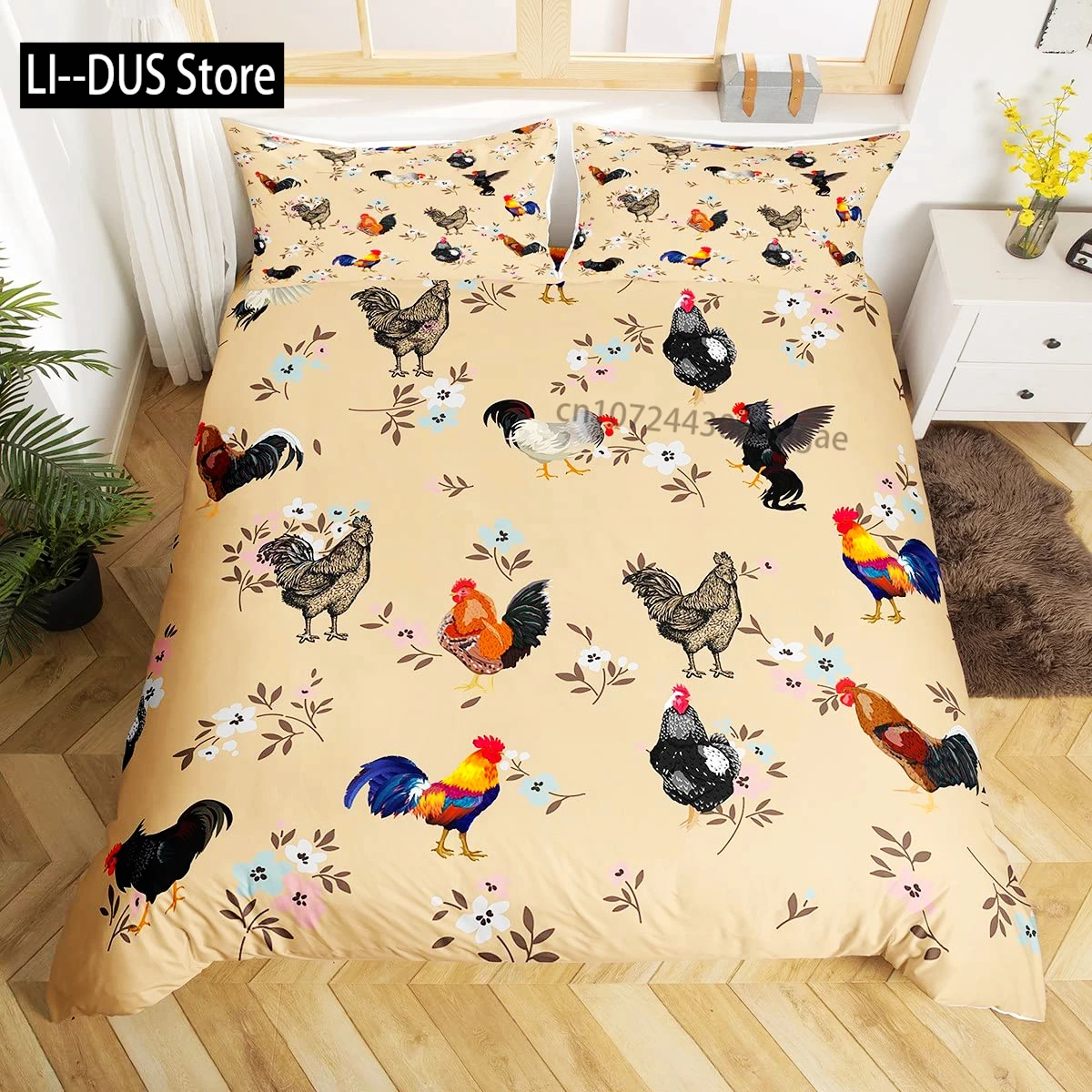 

Cute Duck Duvet Cover, Cartoon Yellow Duck Bedding Set for Kids Boys Girls, Comforter Cover Animal Quilt Cover with 2 Pillowcase
