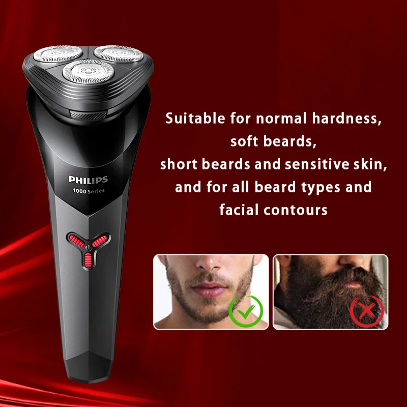 PHILIPS S1113 Electric Shaver USB Charge Stainless Steel PowerCut Blade Razor Triple Floating Head Men Fast Shave Beard Trimmer