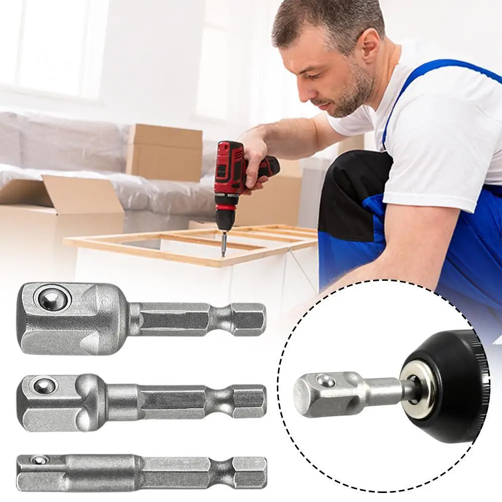 

3 PCS Drill Socket Adapter Set Drill Bits Extension Hex Shank Drill Chucks Fits Quick Change Chucks Tools Accessories Kit