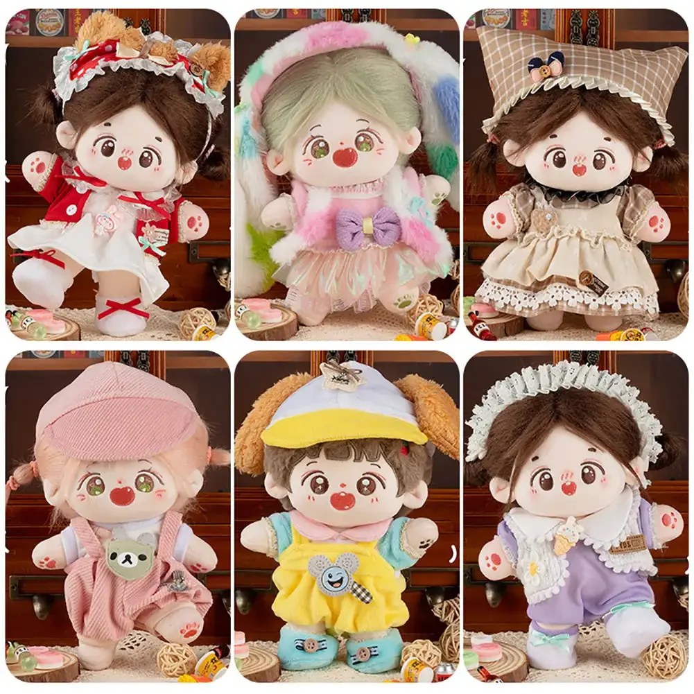 Mini Clothes for 20CM Cotton Doll Rompers Cartoon Plush Doll Replacement Outfit Lolita Dress Playing House Dolls Accessories