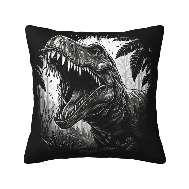 Wild T-rex Dinosaur Roars Throw Pillow Case 50*50cm for Living Room Sofa Chair Cushion Cover Velvet Polyester Pillowcase