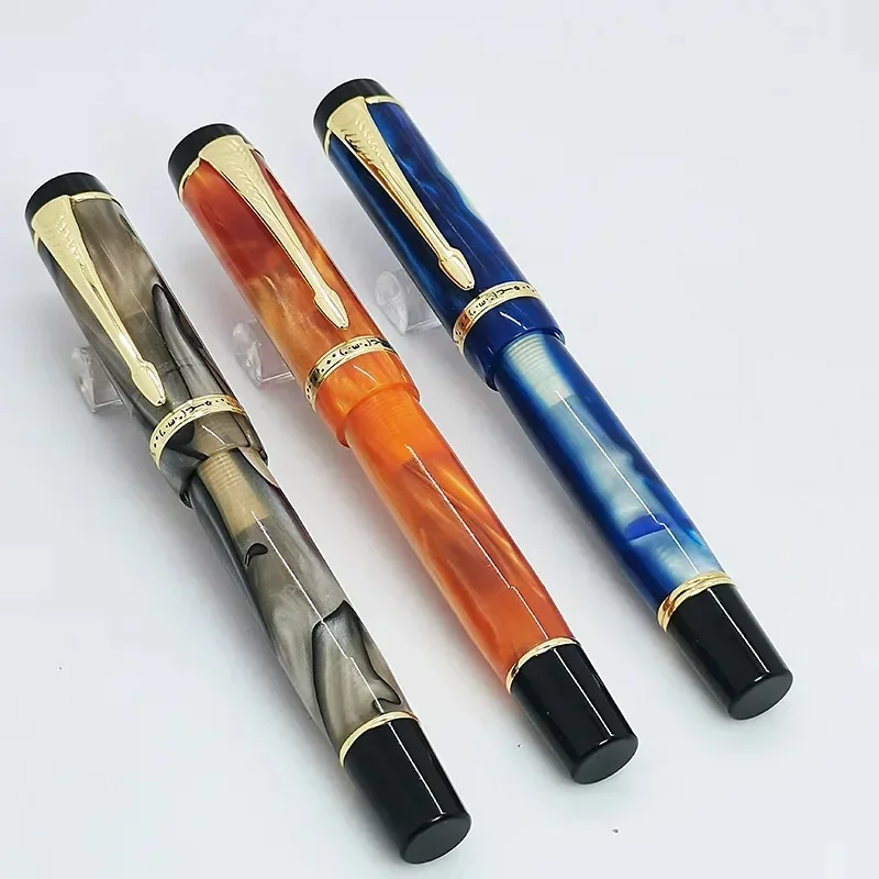 new-kaigelu-316b-fountain-pen-f-ef-nib-beautiful-marble-amber-pattern-ink-pen-writing-gift-for-office-business-the-trumpet