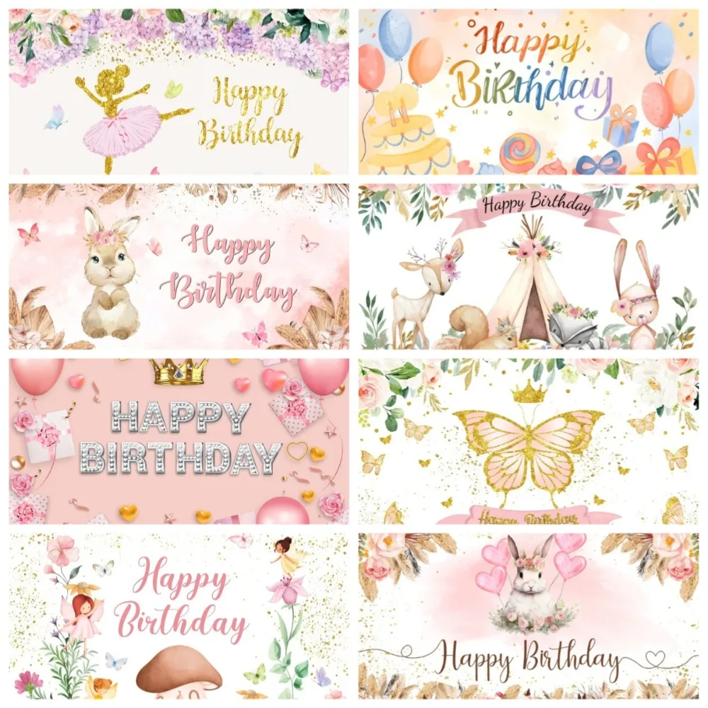 

Pink Ballet Bow Balloon Birthday Photography Background Cloth, Children and Girls Birthday Party Decoration Photography Backdrop