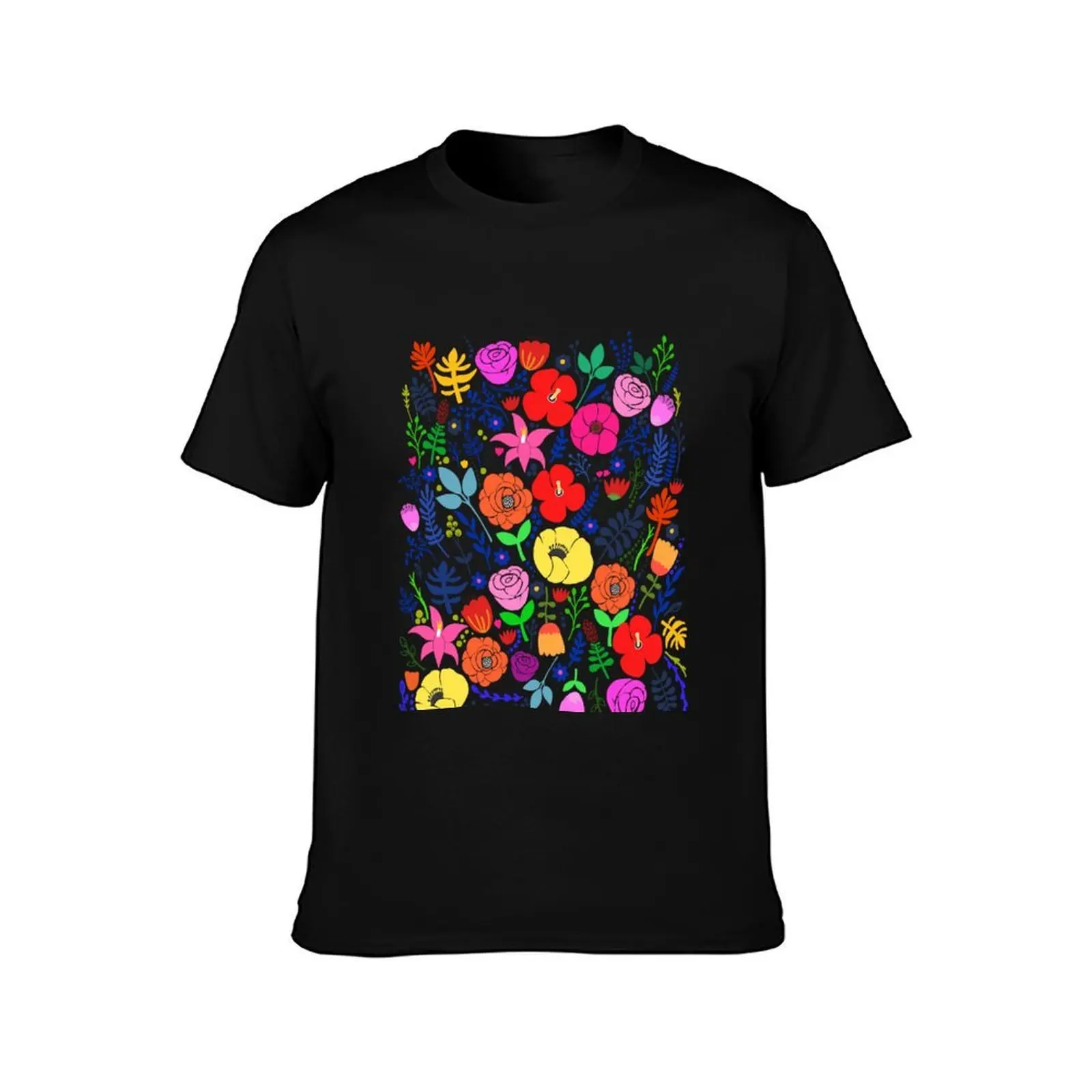 Secret Flower Garden T-Shirt, Summer Casual Cotton Tee, Oversized Streetwear Tops, Vintage Graphic Print, Loose Fit Short Sleeve