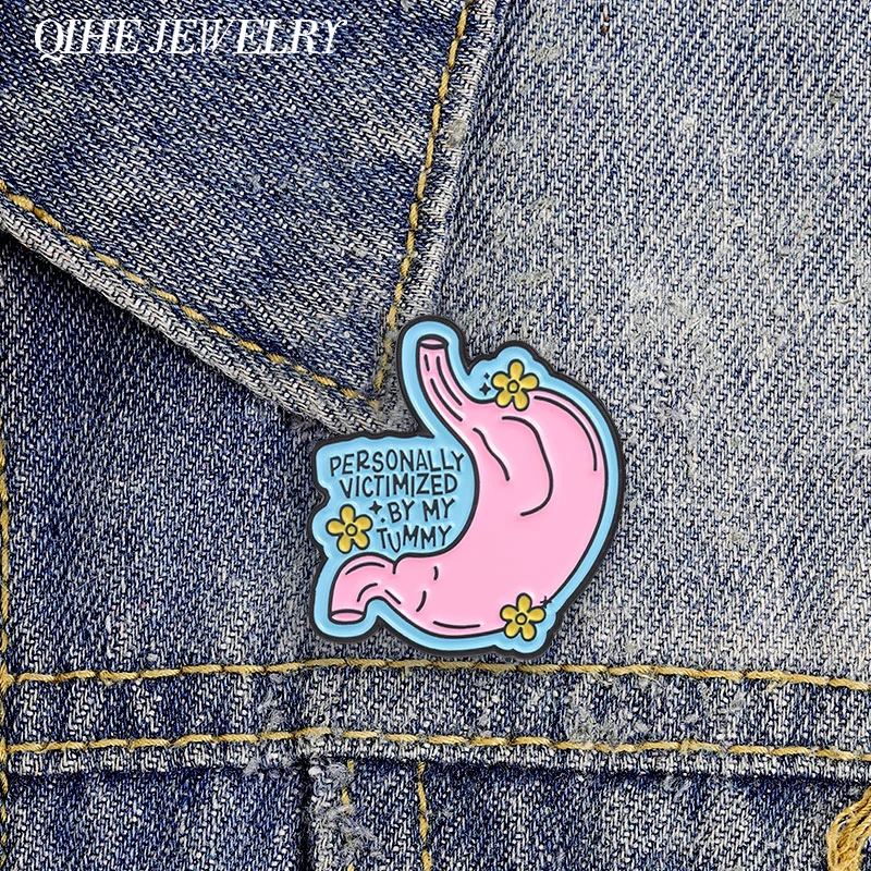 Personally Victimized By My Tummy Enamel Pins Chronic Illness Awareness Stomach Organ Brooch Lapel Badge Jewelry Gift for Friend