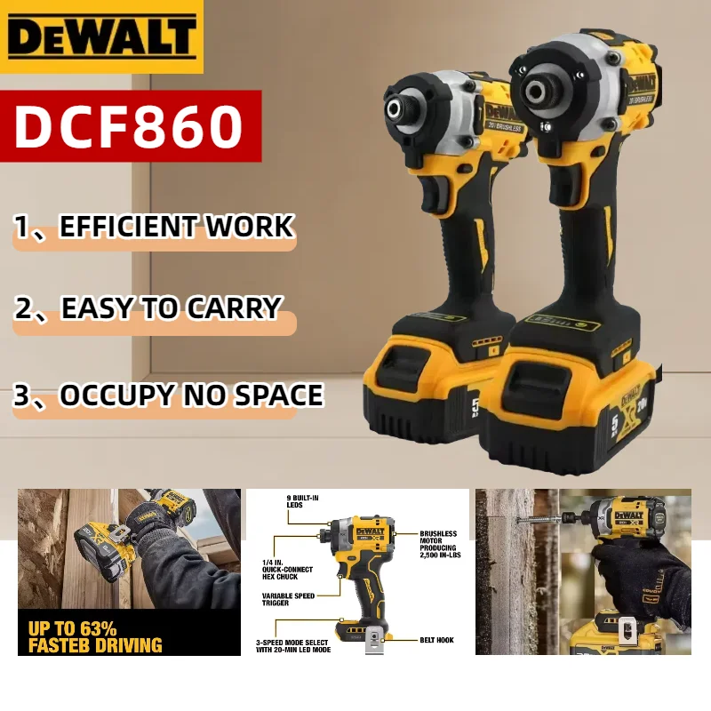 Dewalt DCF860 Brushless Electric Drill Screwdriver  Cordless Compact Drill Rechargeable Power Tools For Dewalt 20v battery