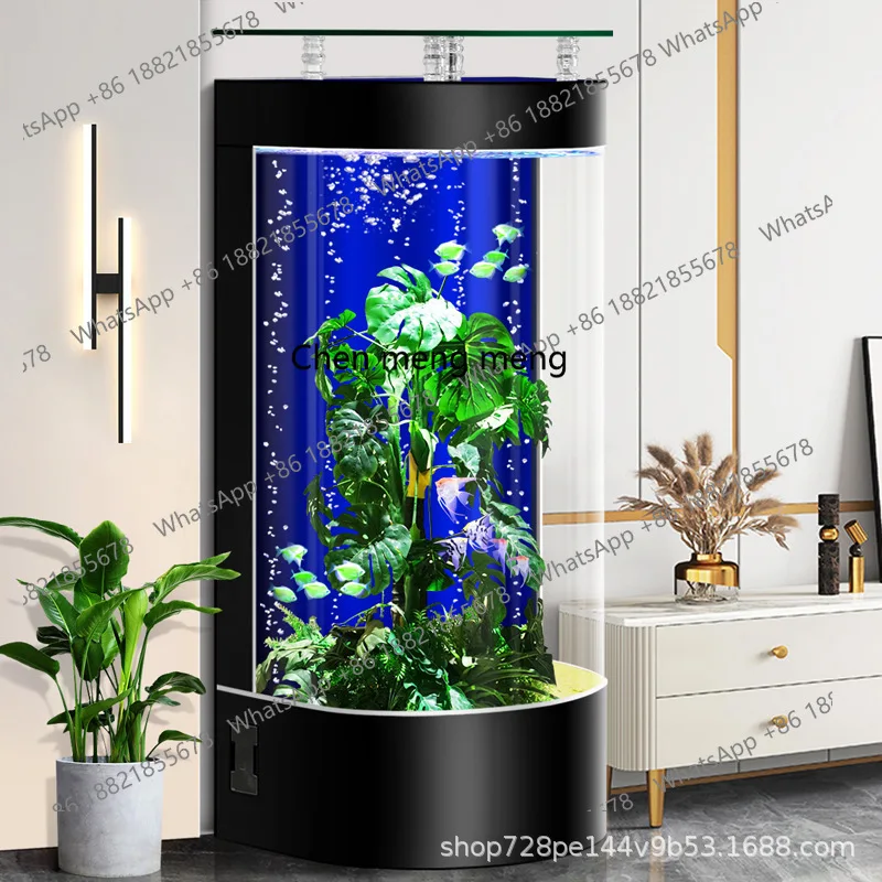 

New fish tank household small and medium floor tank aquarium ecological semi-round fish tank free of water change
