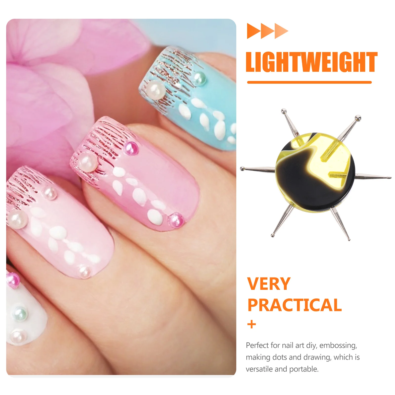 

Dotting Tool Nail Art Multi Needle Acrylic Metal Durable Lightweight Portable Ergonomic Handle Comfortable Grip for Manicure DIY