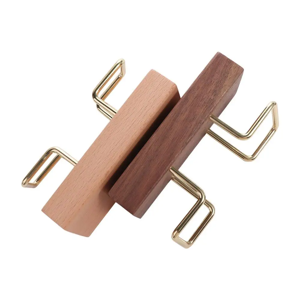 Tabletop Shelf Business Card Holder Card Storage Beech Wood Wooden Card Holder Walnut Wood Metal Cards Display Stand