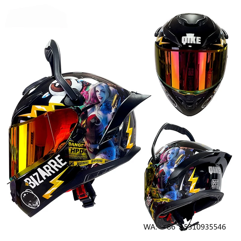 

Factory Price Racing Bizarre Design Full Face Helmet Motorcycle Helmet with Handle