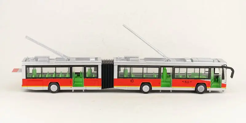 High quality 1:50 alloy double section bus model,simulating sound and light,travel bus toys,children\'s toys,wholesale