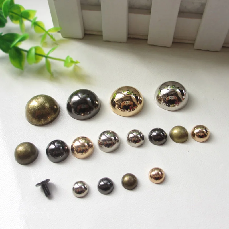 10pcs Dome Rivet Screw Spike Studs Metal Mushroom Round Rivet Punk Spots for Leather Craft Belt Wallet Bag Garment Decor Parts