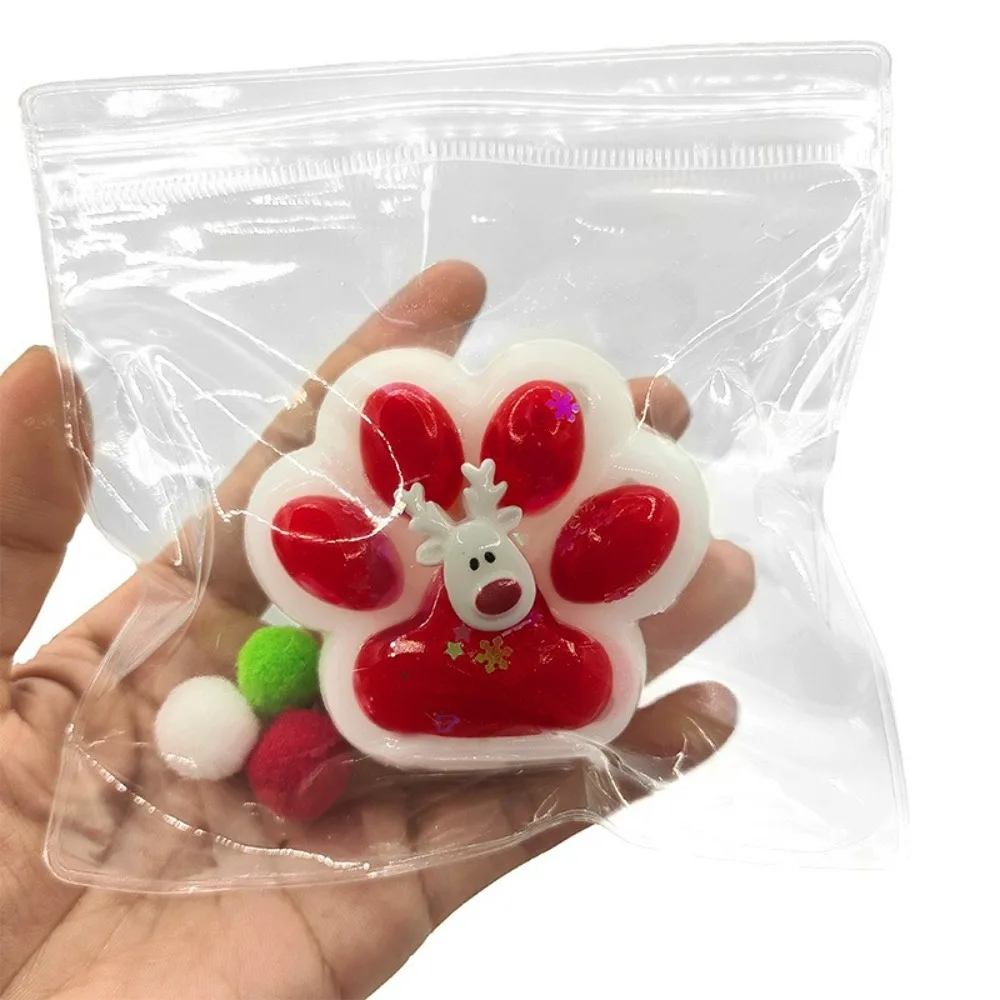 Santa Claus Deer Squeeze Cat Paw Toys Slow Rebound Christmas Gift Cat Claw Squishy Fidget Toy Silicone Relief Relax Toys