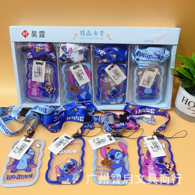 20pcs Disney Stitch Transparent Card Holder Cute Pp Id Card Student Portable Lanyard Card Holder Bus Card Card Storage Gift