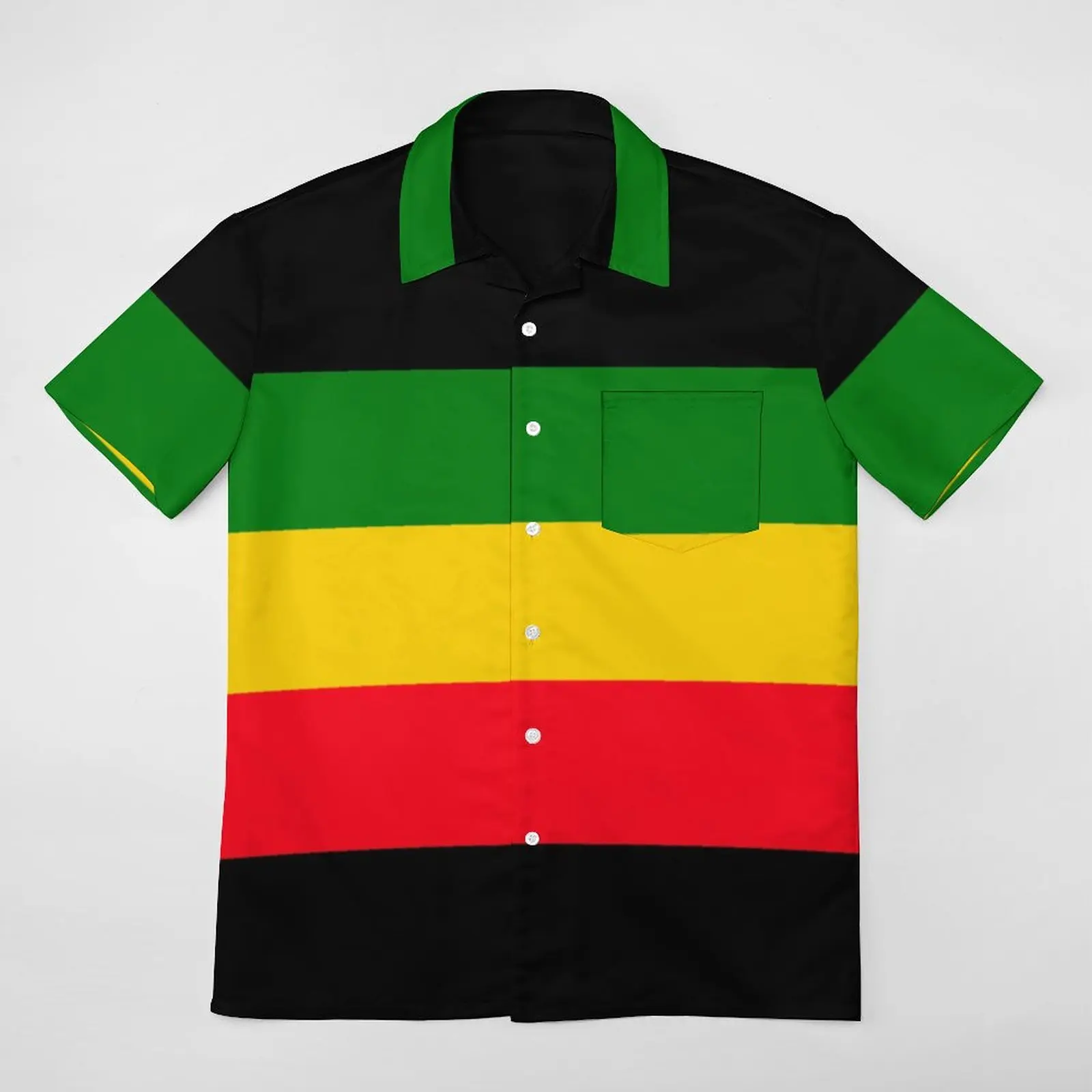 Vintage Green Yellow And Red Rasta Flag A Short Sleeved Shirt T-shirts Coordinates Home High Grade USA Size