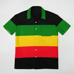 Vintage Green  Yellow And Red Rasta Flag A Short Sleeved Shirt T-shirts Coordinates Home High Grade USA Size