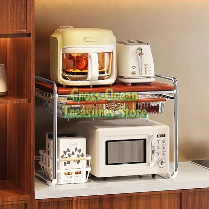 棚-ホーム-キッチン-ダブルプルアウト-多機能-炊飯器-オーブン-収納ラック
