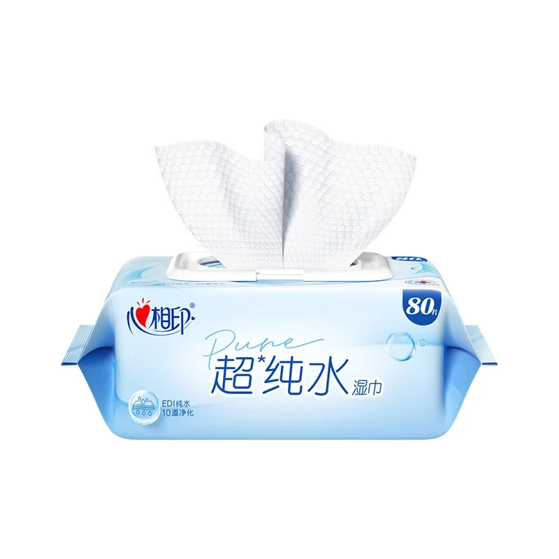 Pure Water Wet Wipes 80 Sheets Large Pack Affordable Pearl Texture Soft Skin Friendly Flip Lid Household Daily Cleansing Tissues view 6