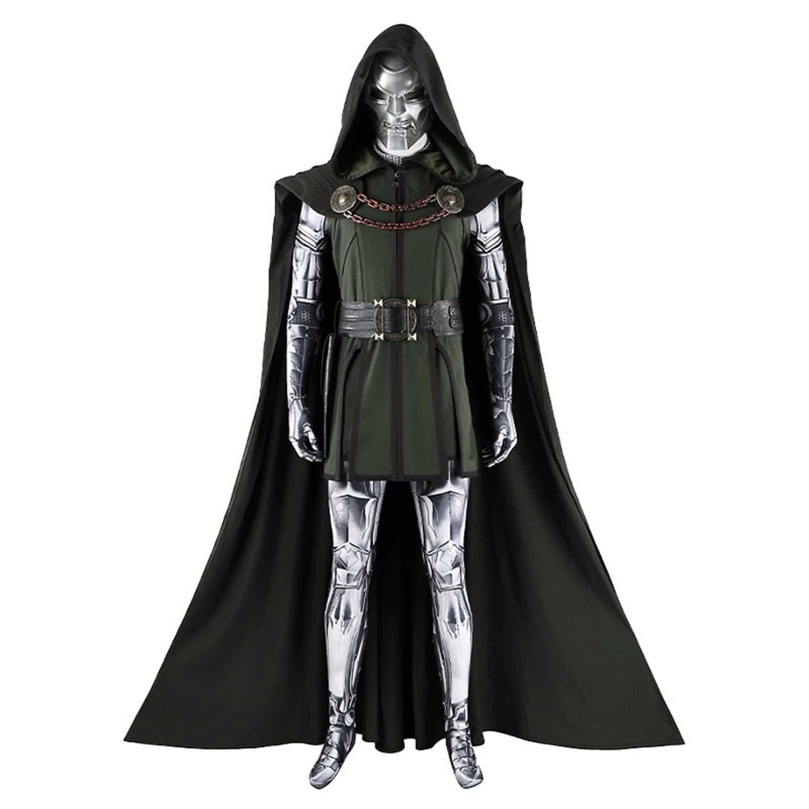 Disfraz de Doctor Doom para hombre, capa, mono, cinturón, conjunto completo, Victor Von Doom, uniforme de juego de rol, traje, trajes de fiesta de Halloween