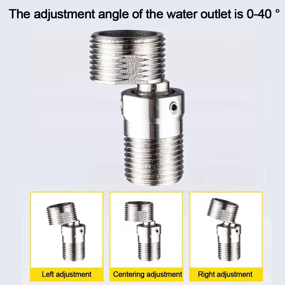 Stainless Steel Angled Curved Foot 360° Rotatable Angle Adjustment Shower Faucet Adapter Wall Mounted Eccentric Screw Corner