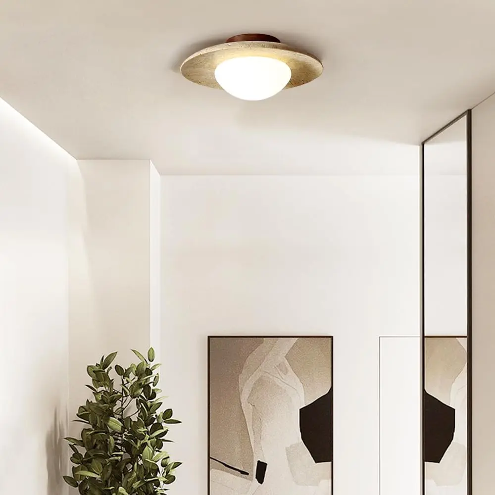 Nordic Modern Stone Marble Ceiling Lamp Bedroom Corridor Flush Mounted Ceiling Light Vintage Hallway Indoor Lighting Fixture