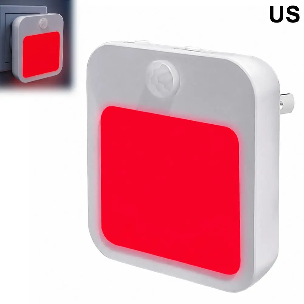 Red Light Plug in Night Light Motion Sensor Wall Lamp Stepless Dimmable Auto Off Timer Sleep Friendly Plug-in Sensor Light